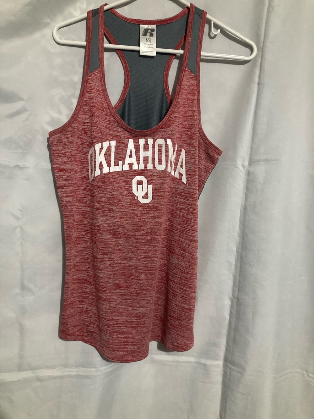 Russell Athletic Red Marled Oklahoma Racerback Tank